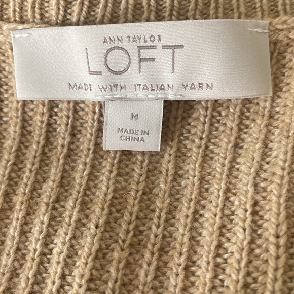 Loft V Neck Tunic Length Tan Sweater - Picture 5 of 5